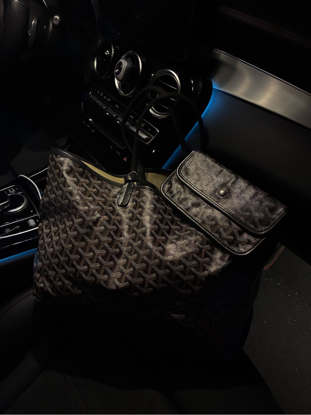 Authentic Goyard St. Louis Tote in Chevron Black